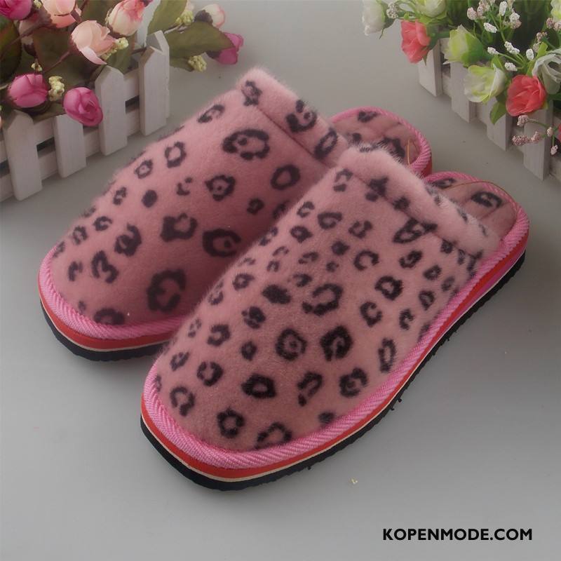 Pantoffels Dames Warm Katoen Binnen Schoenen Herfst Langs Roze