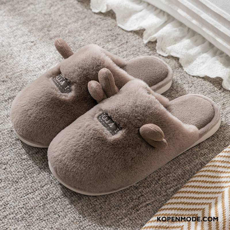 Pantoffels Heren Mannen Slippers Lovers Antislip Katoen Winter Grijs