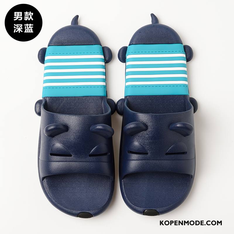 Pantoffels Heren Mannen Spotprent Zomer Slippers Vrouwen Badkamer Donkerblauw