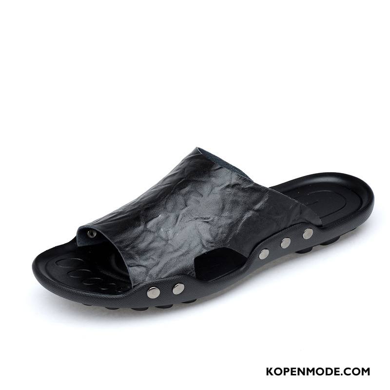 Pantoffels Heren Mode Eenvoudige Merken Slip On Alle Wedstrijden Ademende Bruine