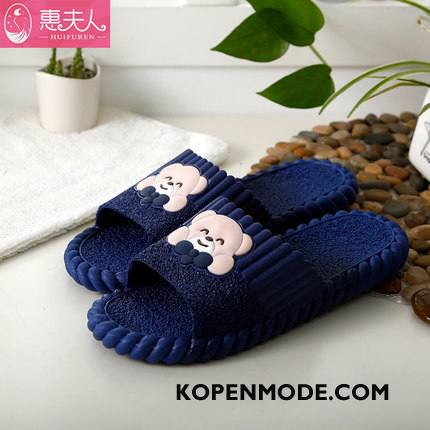 Pantoffels Heren Mooie Zomer Slippers Spotprent Antislip Vrouwen Donkerblauw