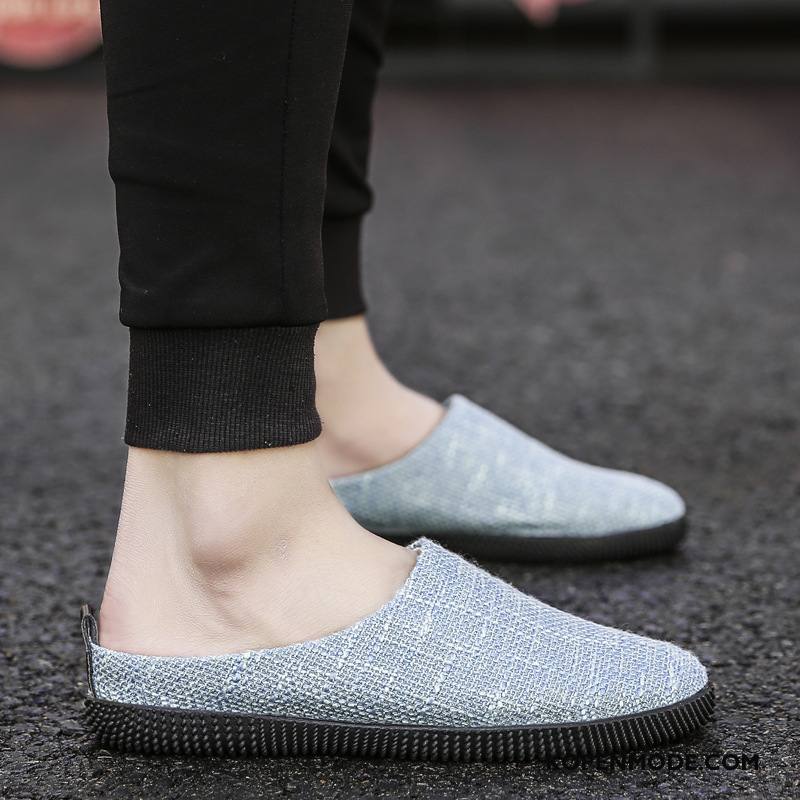 Pantoffels Heren Trend Schoenen Mannen Canvas Persoonlijk Slip On Blauw