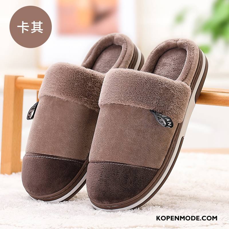 Pantoffels Heren Warm Mannen Slippers Grote Maten Katoen Antislip Zwart