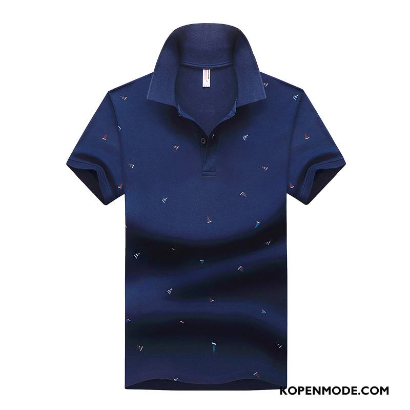 Polo Heren Halve Mouw Trend Kort Mannen Sport Ronde Hals Effen Kleur Wit