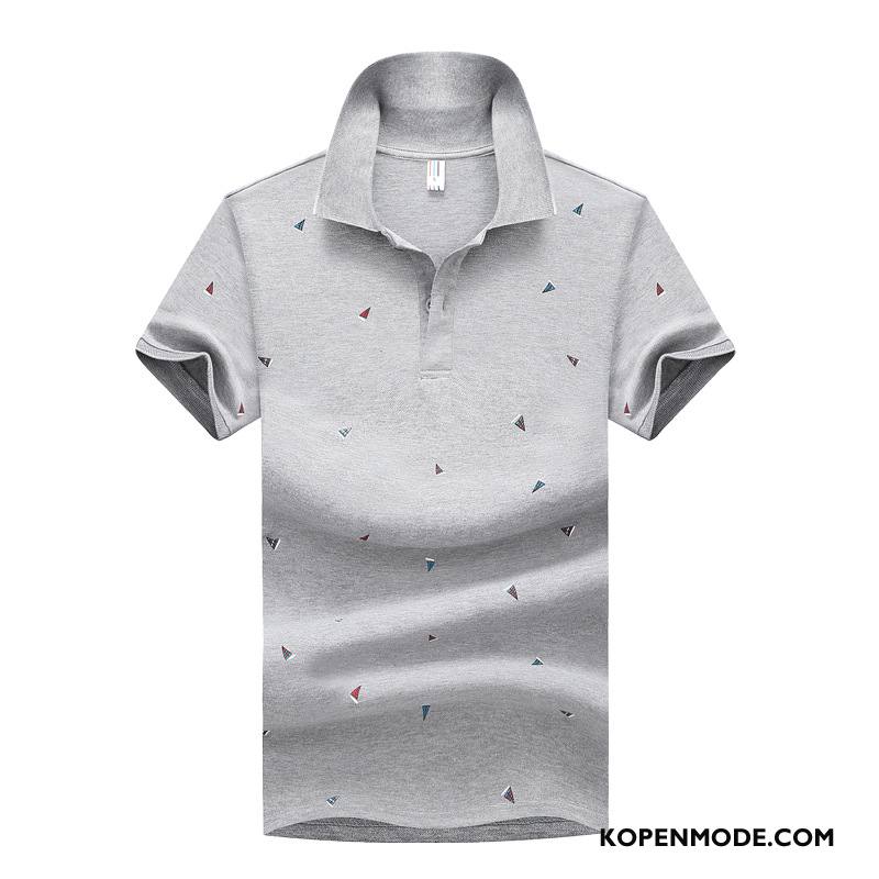 Polo Heren Halve Mouw Trend Kort Mannen Sport Ronde Hals Effen Kleur Wit