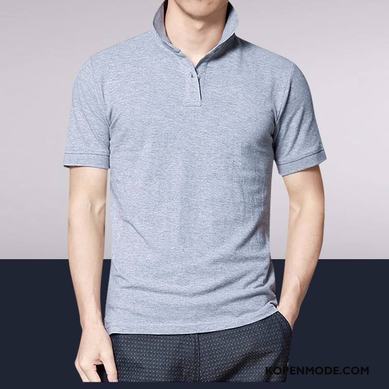 Polo Heren Korte Mouw Slim Fit Mannen Trend Pullover Mode Effen Kleur Rood