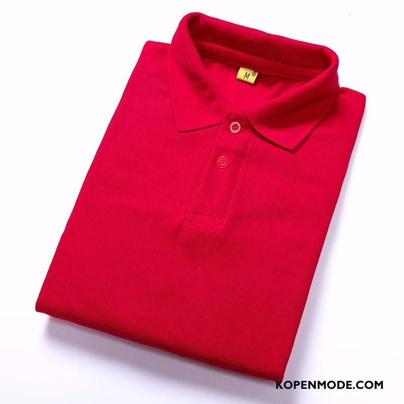 Polo Heren Korte Mouw Slim Fit Mannen Trend Pullover Mode Effen Kleur Rood