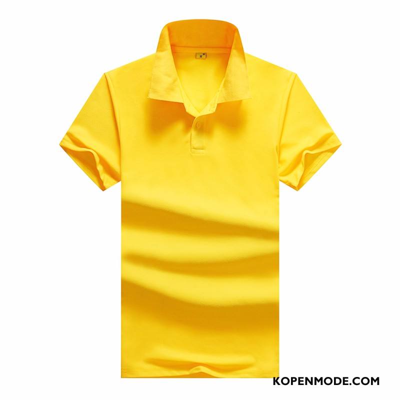 Polo Heren Korte Mouw Zomer Trend Revers Slim Fit Mannen Wit