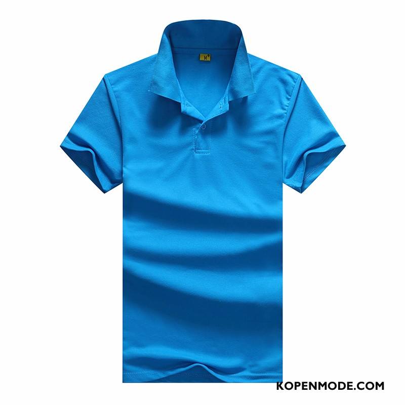 Polo Heren Korte Mouw Zomer Trend Revers Slim Fit Mannen Wit