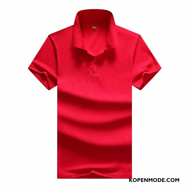 Polo Heren Korte Mouw Zomer Trend Revers Slim Fit Mannen Wit