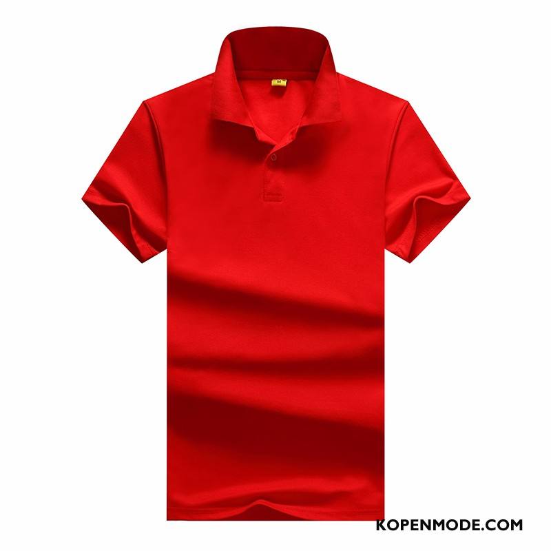 Polo Heren Korte Mouw Zomer Trend Revers Slim Fit Mannen Wit