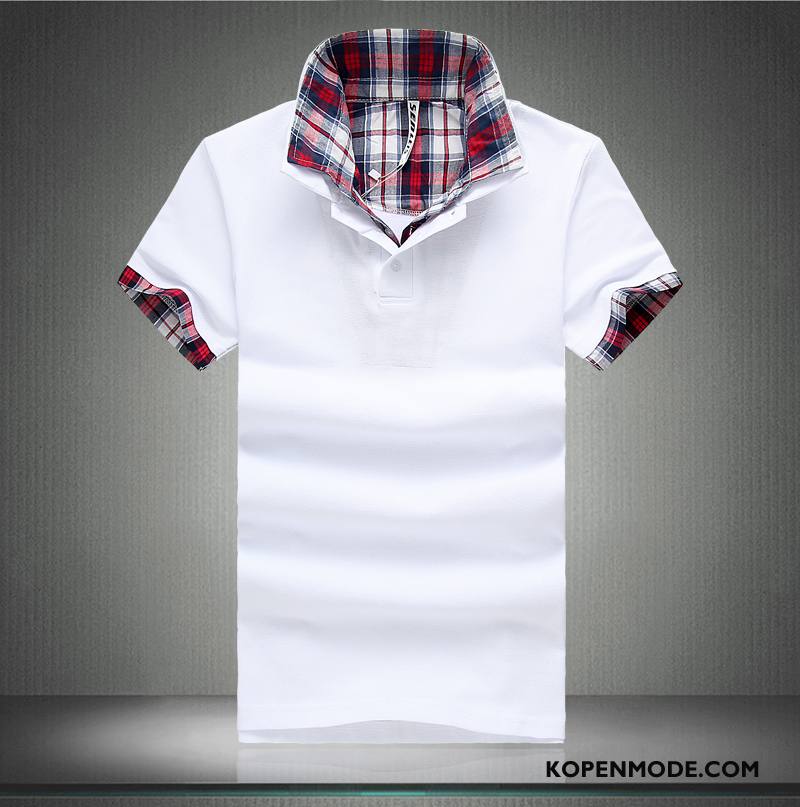 Polo Heren Mannen T-shirts Katoen Populair Trend Revers Effen Kleur Zwart