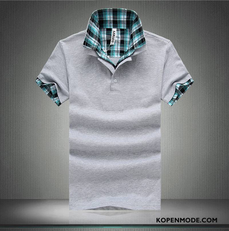 Polo Heren Mannen T-shirts Katoen Populair Trend Revers Effen Kleur Zwart