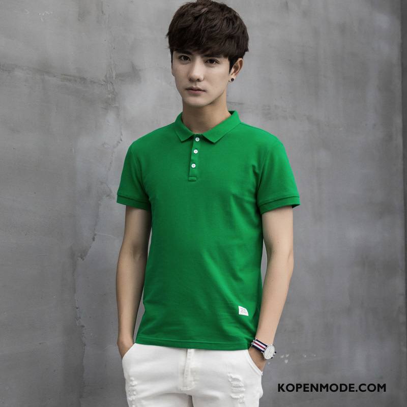 Polo Heren Revers Casual Mode Roze Rood Effen Kleur