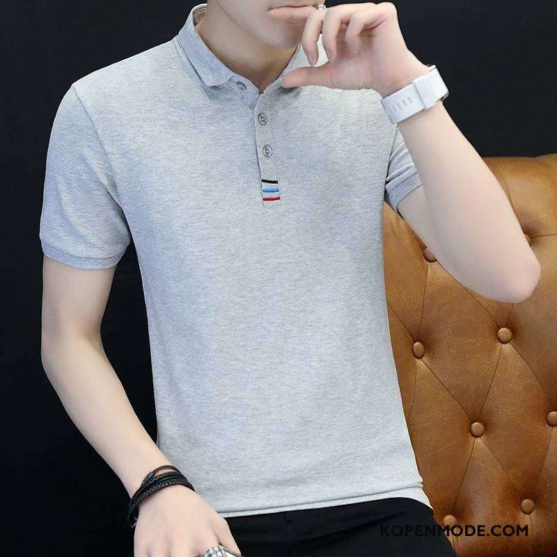 Polo Heren Trend Mannen Slim Fit Jeugd T-shirts Revers Zwart