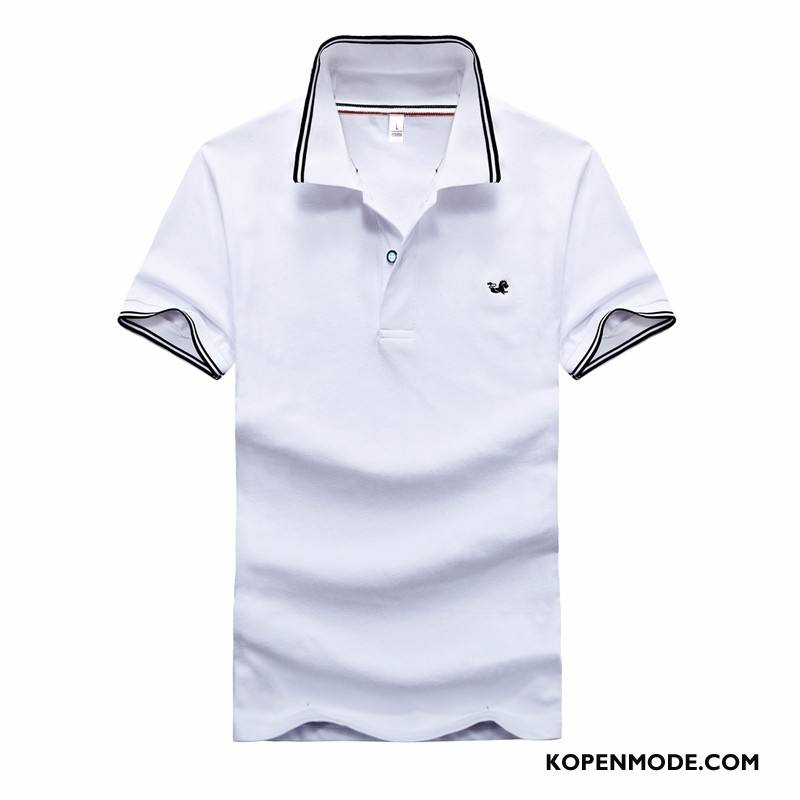 Polo Heren Zomer T-shirts Korte Mouw Mannen Losse Revers Effen Kleur Grijs