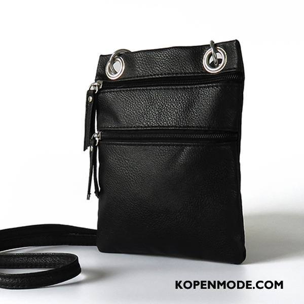 Portemonnee Dames Schoudertas Lichte Rits Vrouwen Mini Messenger Tas Veelkleurig Zwart