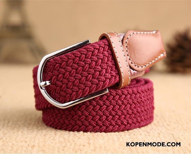 Riemen Heren Elastiek Weven Trend Casual Dames Veiligheidsspeld Rood