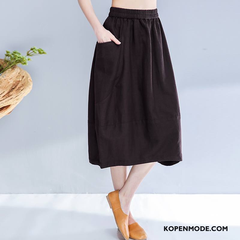 Rokken Dames Elegante Zoet Mode Trend Lang Zomer Legergroene Effen Kleur