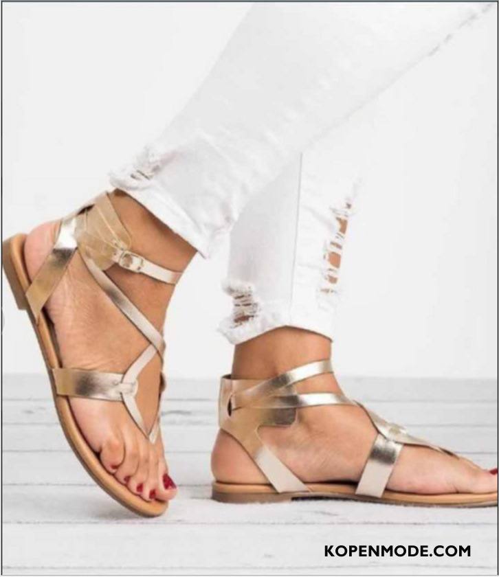 Sandalen Dames Bandjes Plat Grote Maten Zomer 2018 Sandaal Roze Rood