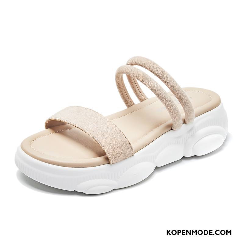 Sandalen Dames Plat Sandaal Zomer Alle Wedstrijden Trend Vrouwen Abrikoos Kleur Rood