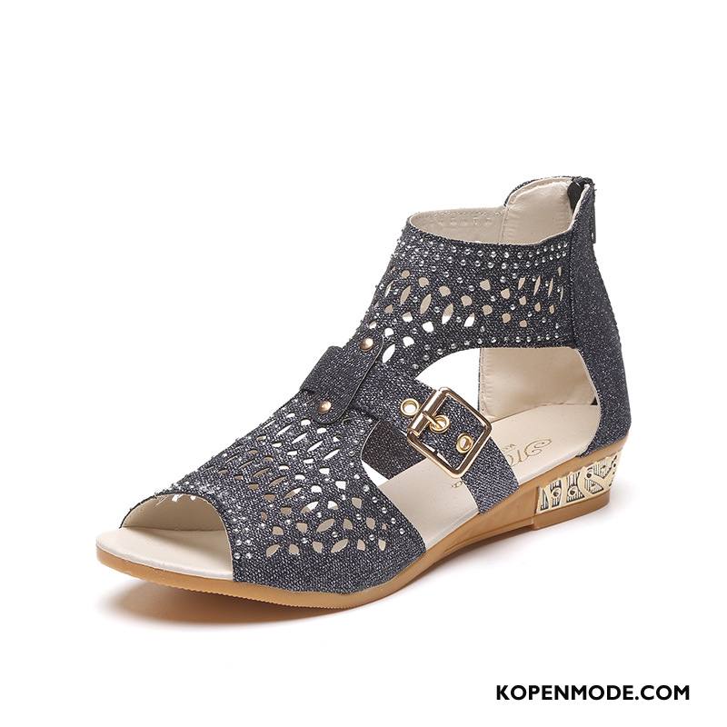 Sandalen Dames Rome Vis Mond 2018 Met Strass Kant Sandaal Goud Licht