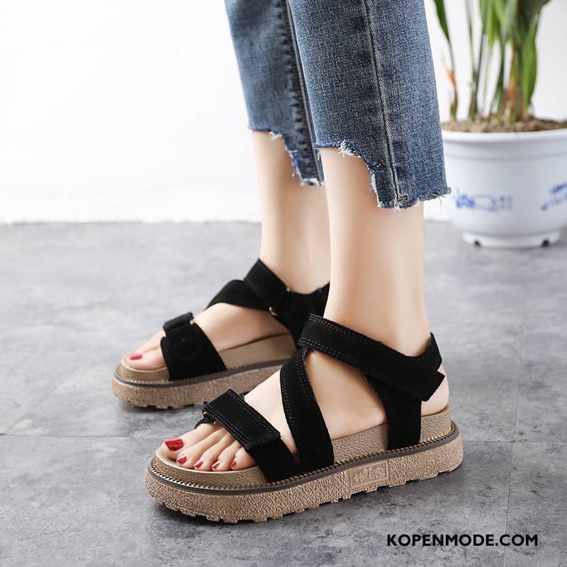 Sandalen Dames Schoenen Vrouwen Velcro Zomer Rome Platform Kaki