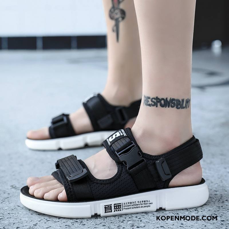 Sandalen Heren Bovenkleding Casual Pantoffels Antislip Trend Jeugd Zandkleur Zwart