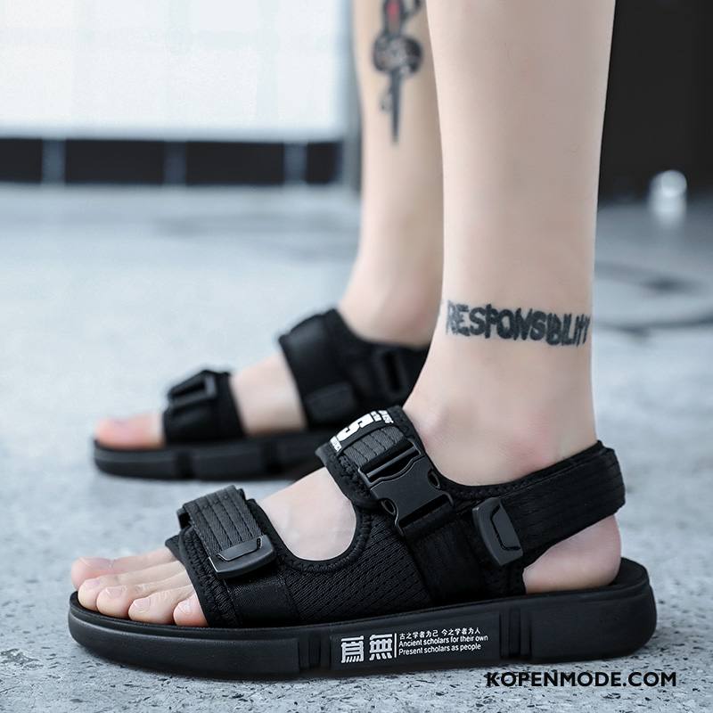 Sandalen Heren Bovenkleding Casual Pantoffels Antislip Trend Jeugd Zandkleur Zwart