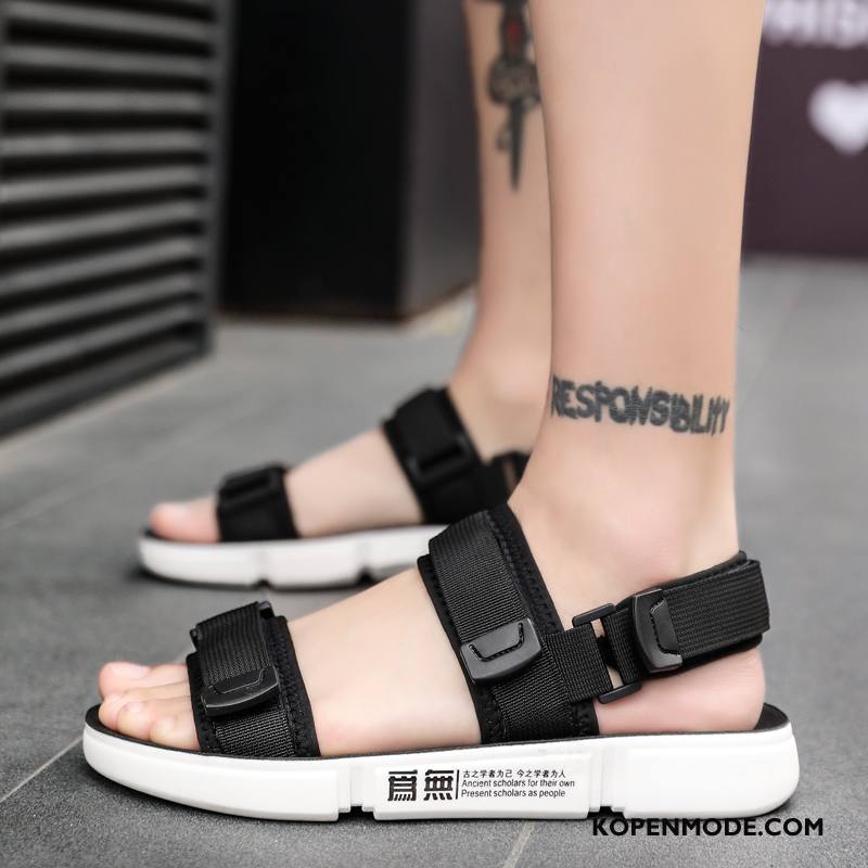 Sandalen Heren Bovenkleding Casual Pantoffels Antislip Trend Jeugd Zandkleur Zwart