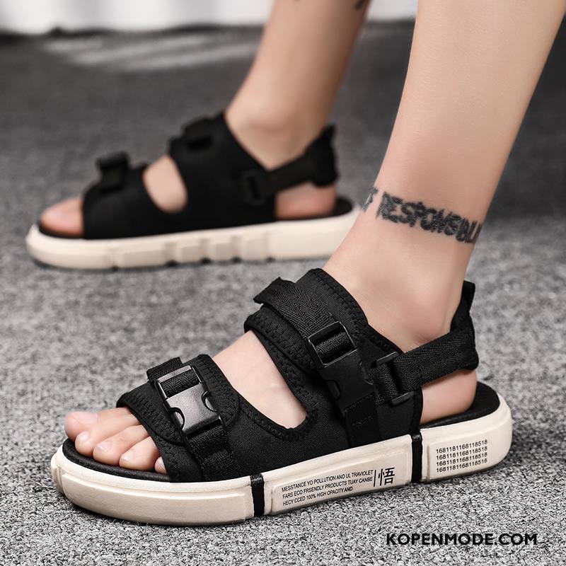 Sandalen Heren Bovenkleding Casual Pantoffels Antislip Trend Jeugd Zandkleur Zwart