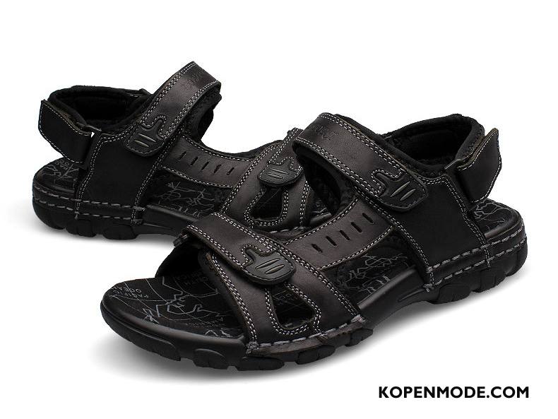 Sandalen Heren Casual Outdoor Leer Mannen Schoenen Sandaal Bruine