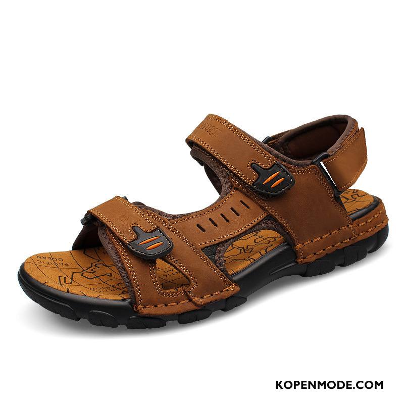 Sandalen Heren Casual Outdoor Leer Mannen Schoenen Sandaal Bruine