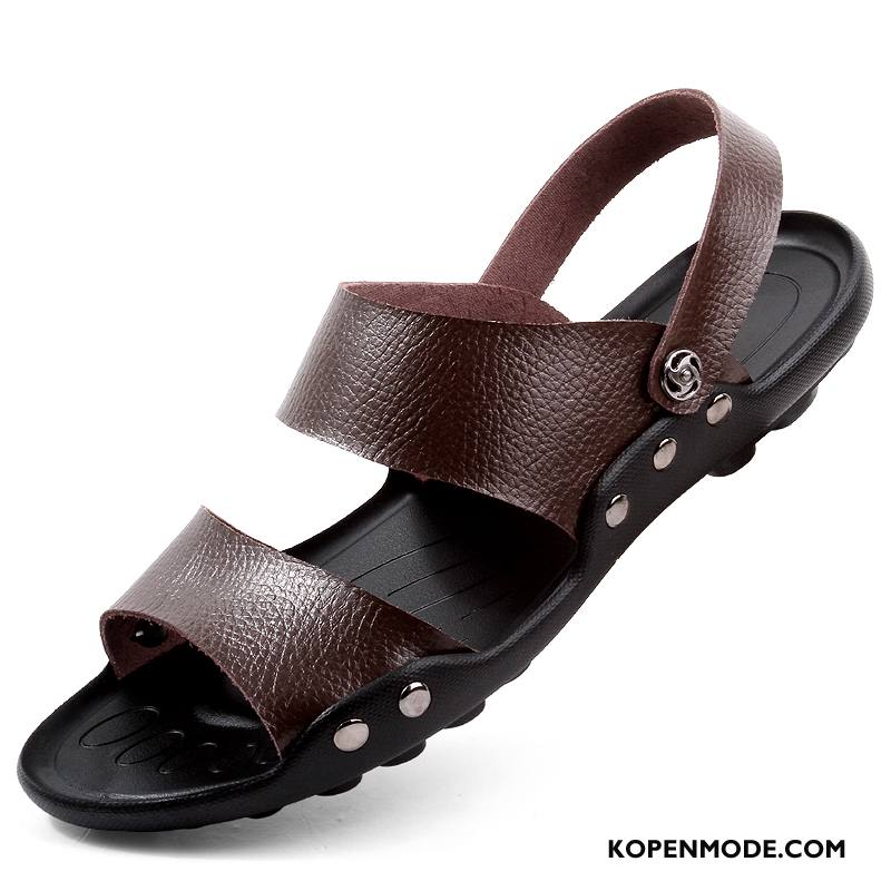 Sandalen Heren Casual Sandaal Pantoffels Schoenen Trend Reis Zandkleur Zwart