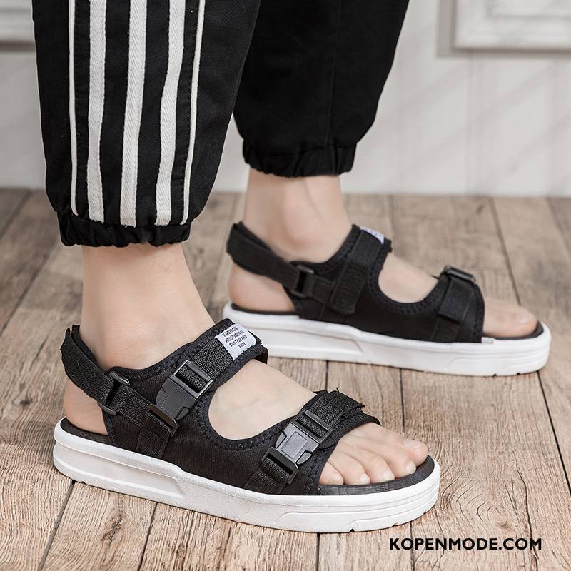 Sandalen Heren Casual Zomer Pantoffels Mannen Bovenkleding Trend Zandkleur Zwart