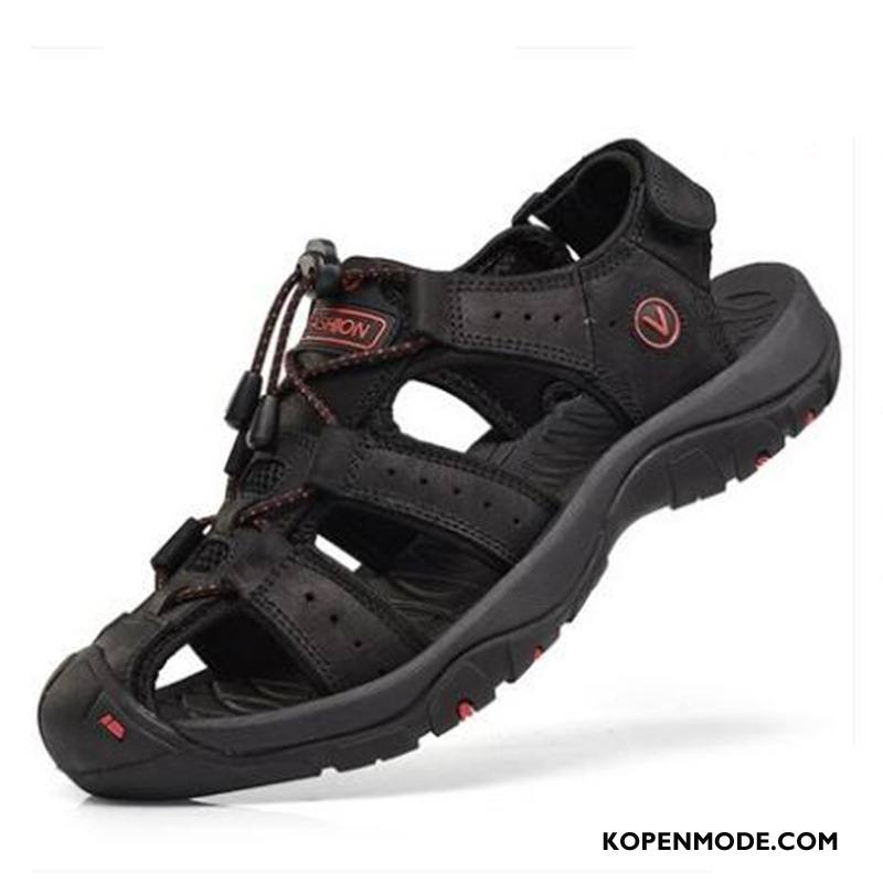 Sandalen Heren Grote Maten Zomer Trend Echt Leer Schoenen Casual Zandkleur Bruine Licht