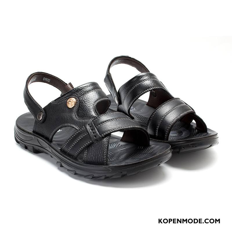 Sandalen Heren Leer Mannen Pantoffels Antislip Casual 2018 Zandkleur Bruine