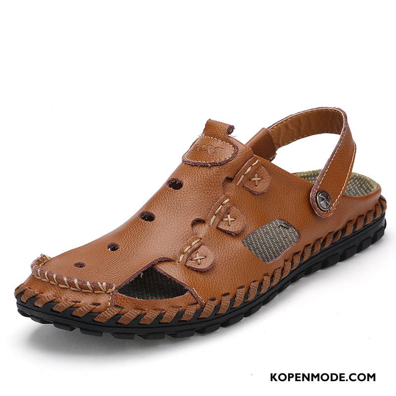 Sandalen Heren Naad Sandaal Mode Casual Antislip Zomer Zandkleur Bruine