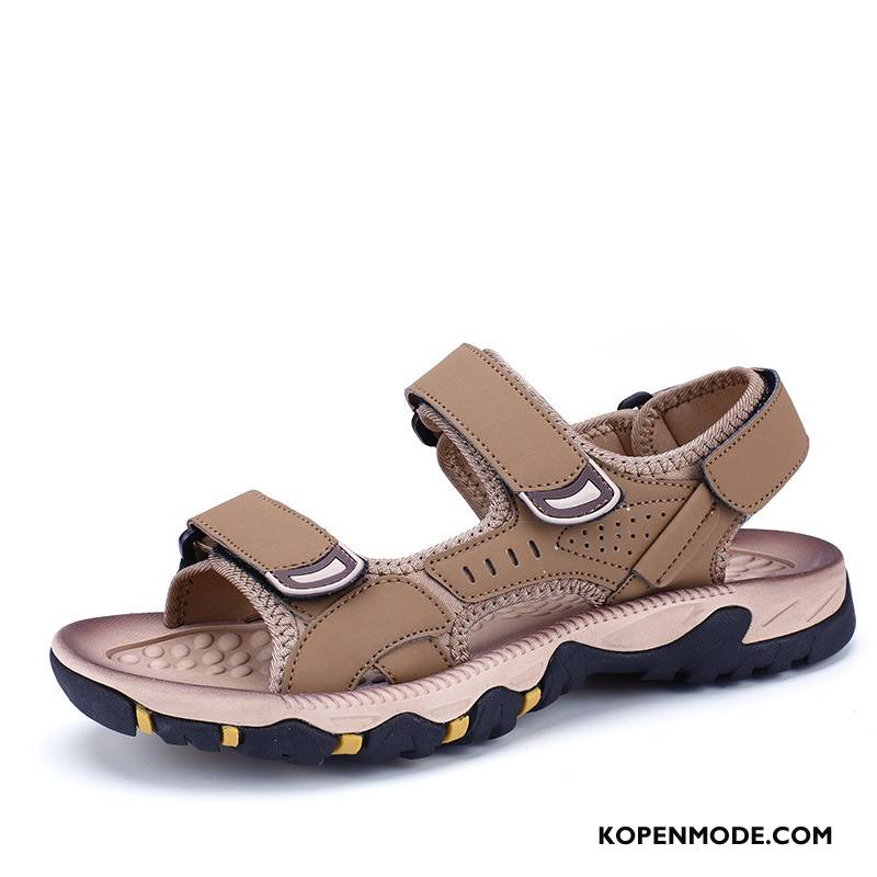 Sandalen Heren Outdoor Casual Zomer Sandaal Schoenen Echt Leer Zwart