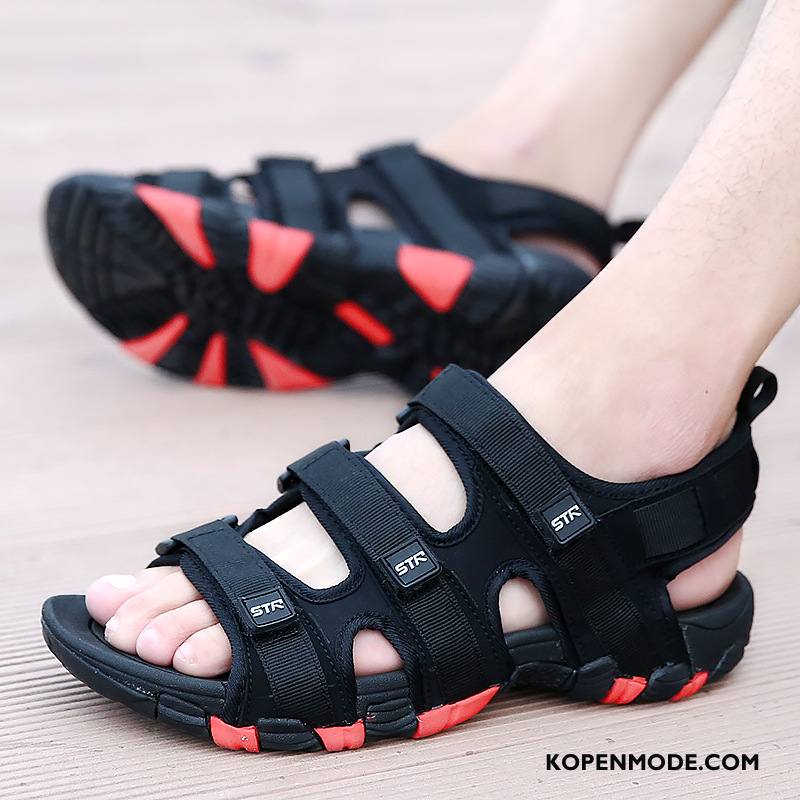 Sandalen Heren Pantoffels Antislip 2018 Zomer Casual Velcro Zandkleur Grijs