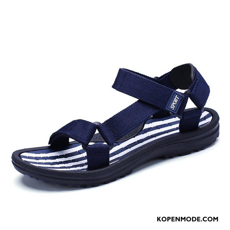 Sandalen Heren Tiener Mannen Sandaal Open Teen Zomer Schoenen Blauw Zandkleur