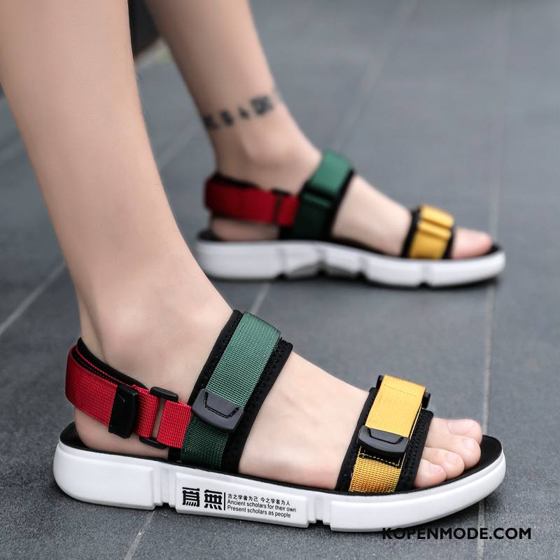 Sandalen Heren Trend Sandaal Outdoor Antislip Tiener Mode Gemengde Kleuren Zandkleur Zwart
