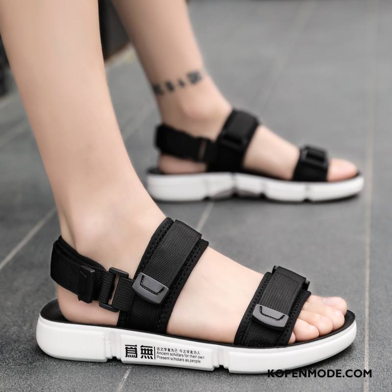 Sandalen Heren Trend Sandaal Outdoor Antislip Tiener Mode Gemengde Kleuren Zandkleur Zwart