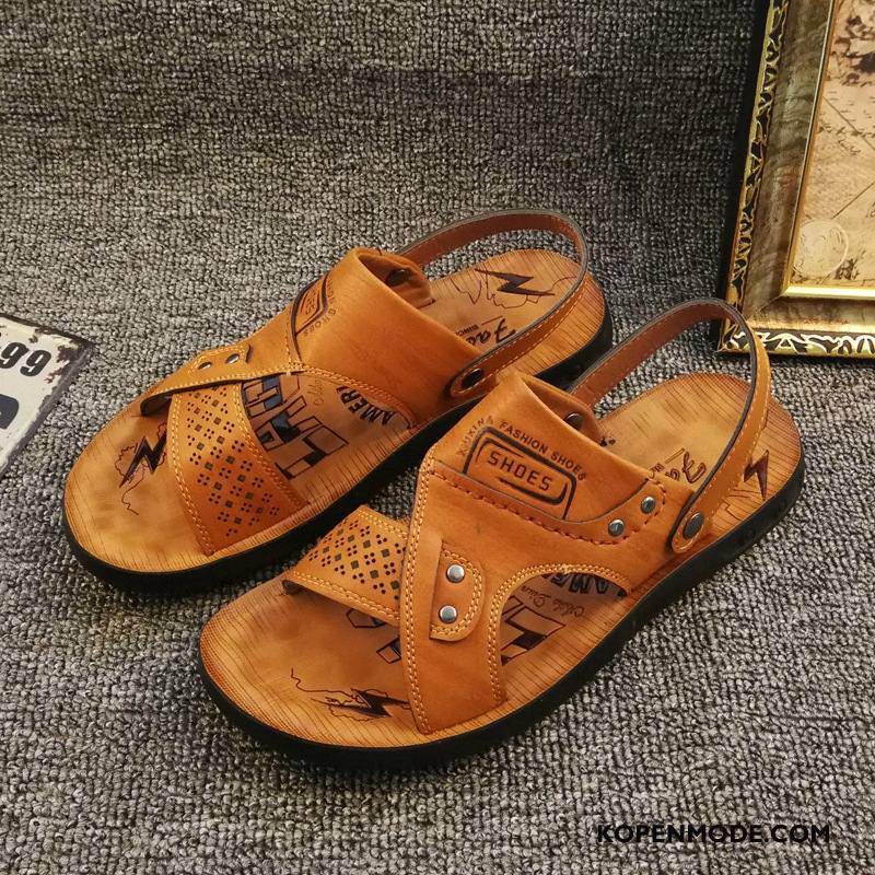 Sandalen Heren Trend Zomer Dikke Zool Outdoor Mannen Sandaal Zandkleur Geel