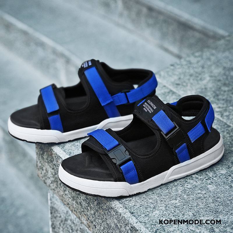 Sandalen Heren Velcro 2018 Schoenen Mannen Casual Zomer Blauw Zandkleur Zwart