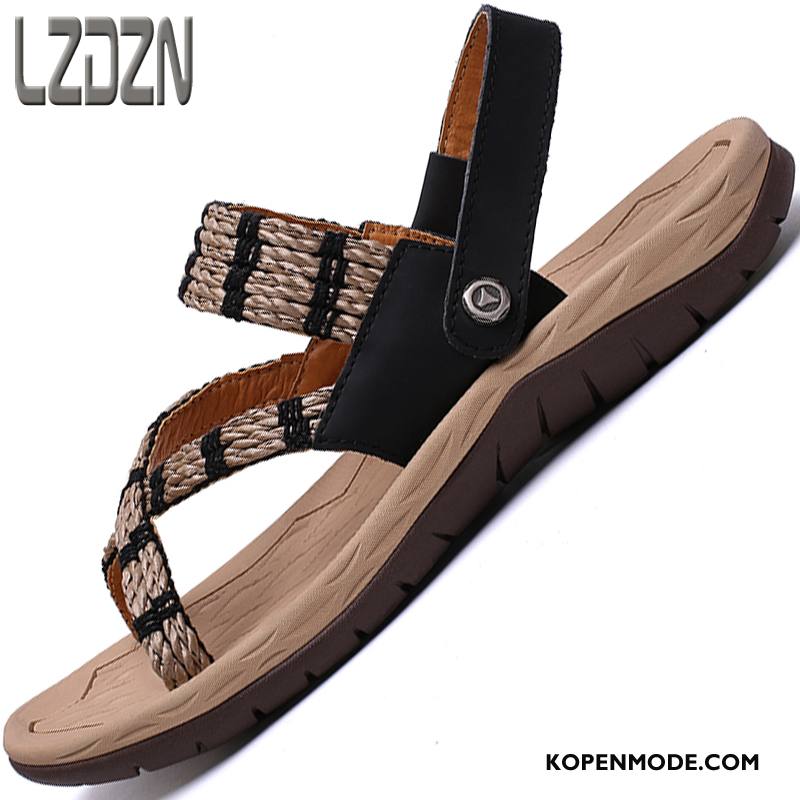 Sandalen Heren Zachte Zolen Chauffeurs Schoenen Antislip Outdoor Sandaal Zomer Bruine