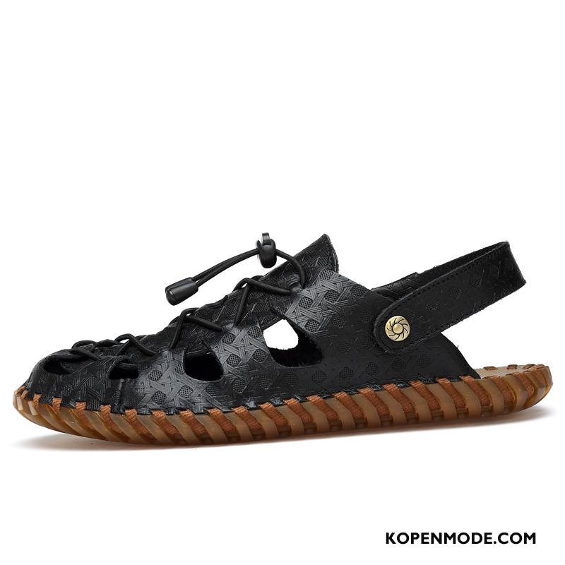 Sandalen Heren Zomer Pantoffels Leer Trend Mannen 2018 Zandkleur Bruine