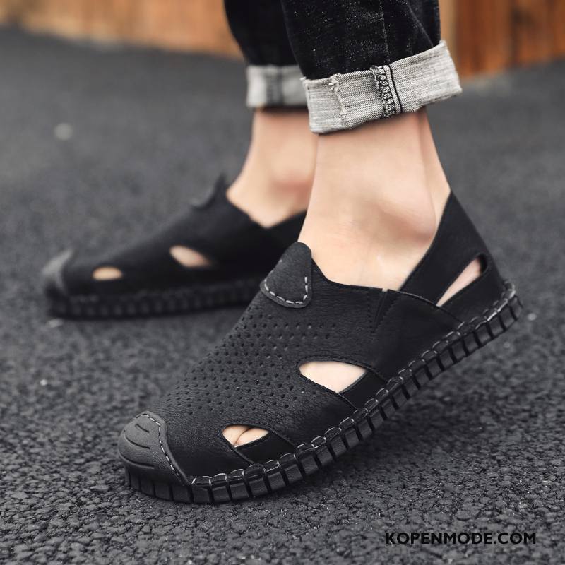 Sandalen Heren Zomer Schoenen Trend Antislip Sandaal Pantoffels Zandkleur Zwart