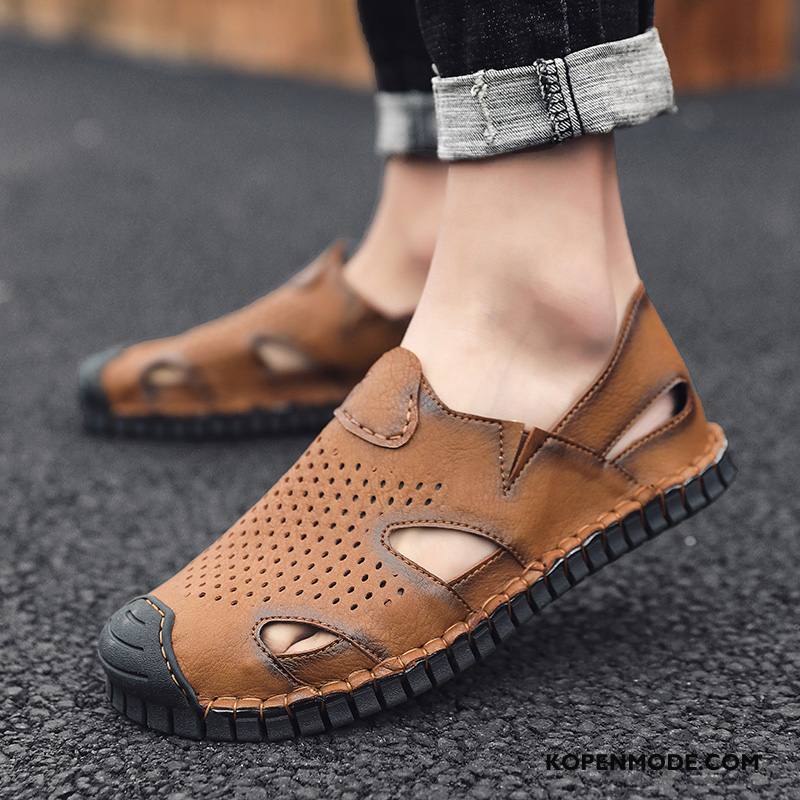 Sandalen Heren Zomer Schoenen Trend Antislip Sandaal Pantoffels Zandkleur Zwart