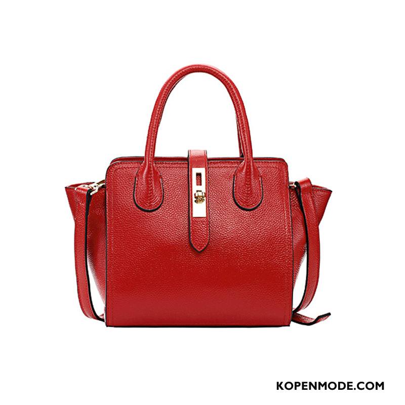 Schoudertas Dames Europa Groot Messenger Tas Lederen Mode Trend Rood